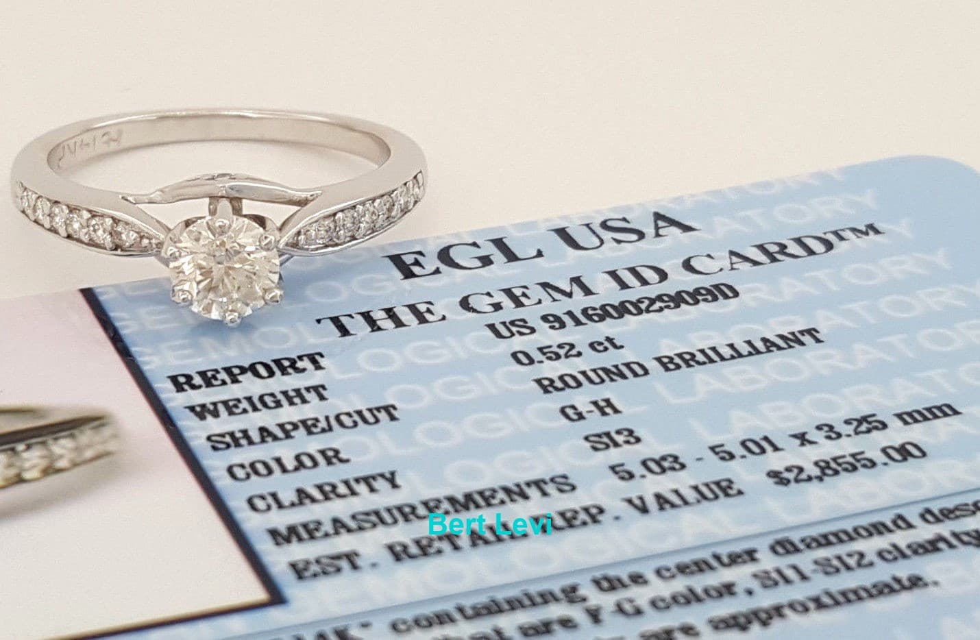 Round Diamond Engagement Ring 0.64 ct 14K White Gold EGL USA Rtl $2,855