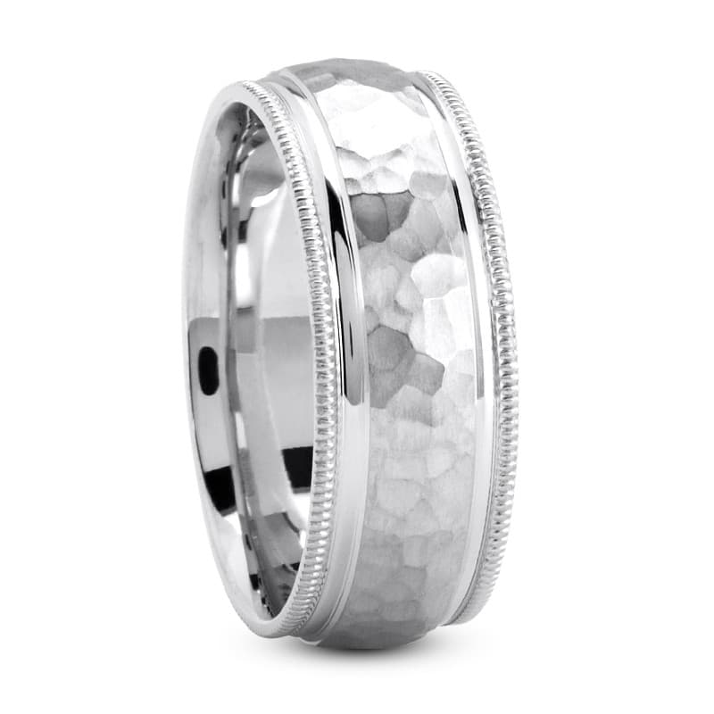 Mens 14KT White Gold Platinum Traditional Wedding Band M498