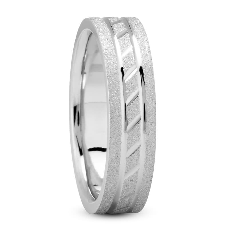 Mens 14KT White Gold Platinum Traditional Wedding Band M271