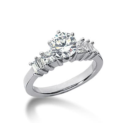 Ladies 14KT White Gold Platinum Fancy Engagement Ring ENR2749