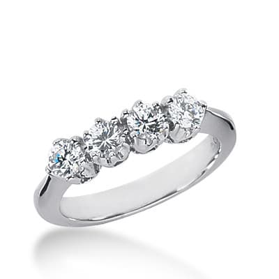 Ladies 14KT White Gold Platinum Round Diamond Wedding Band WB2019