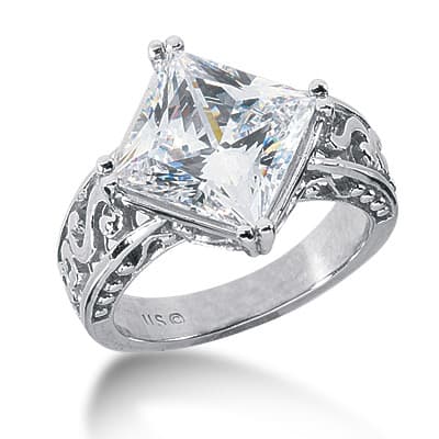 Ladies 14KT White Gold Platinum Solitaires Engagement Ring ENR2937