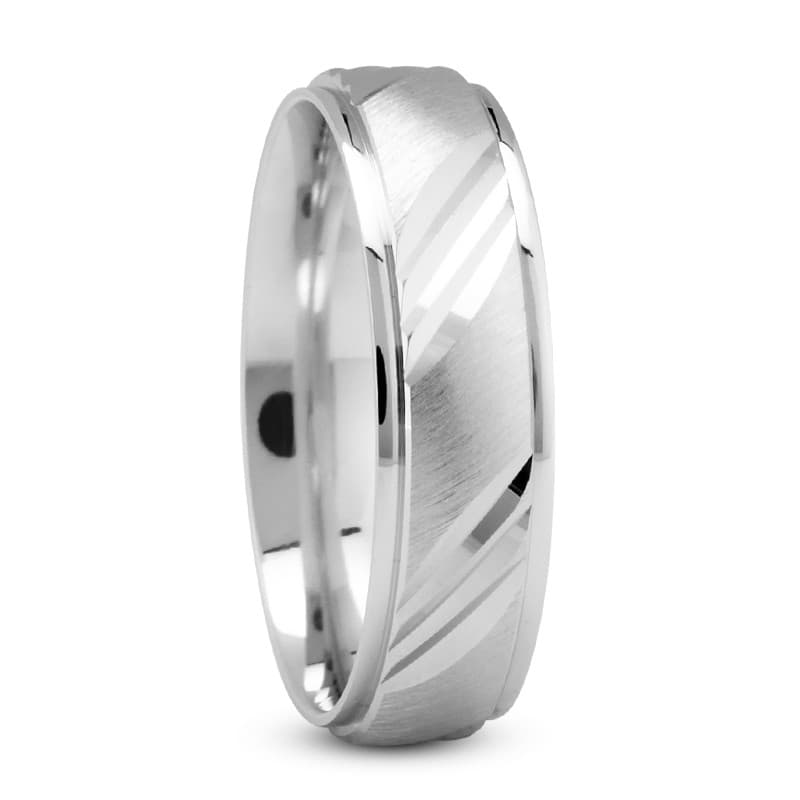 Mens 14KT White Gold Platinum Traditional Wedding Band M570