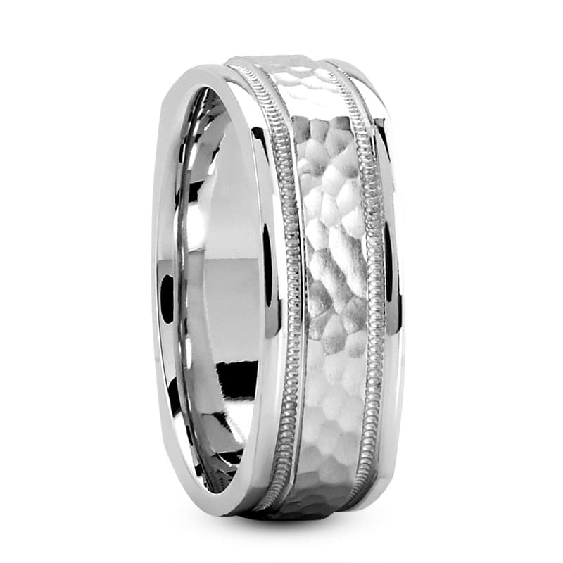 Mens 14KT White Gold Platinum Traditional Wedding Band MSQ470