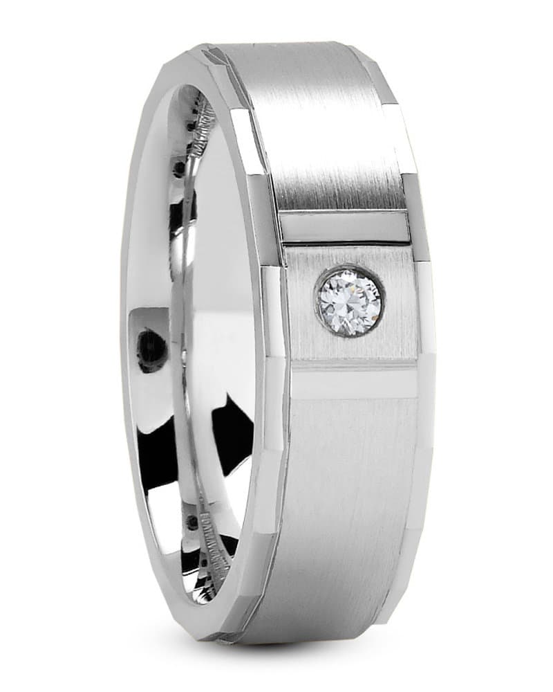 Ladies 14KT White Gold Platinum Traditional Wedding Band DB1006-7-RD