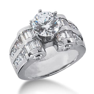 Ladies 14KT White Gold Platinum Fancy Engagement Ring ENR2370