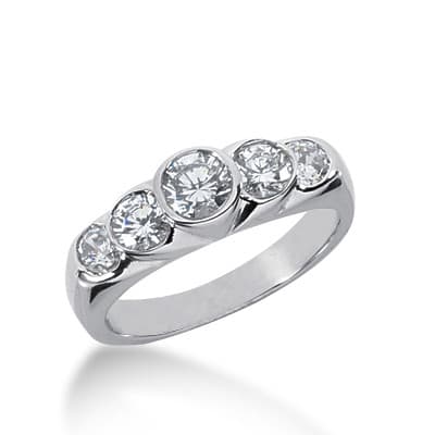 Ladies 14KT White Gold Platinum Round Diamond Wedding Band WB1552