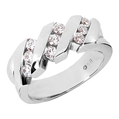 Ladies 14KT White Gold Platinum Wedding Band Set WBS235-G