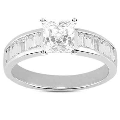 Ladies 14KT White Gold Platinum Fancy Engagement Set ENS1664-A