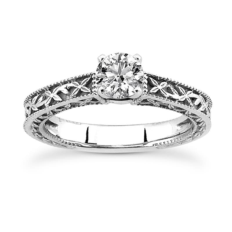 Ladies 14KT White Gold Platinum Solitaire Engagement Set ENS3556-A