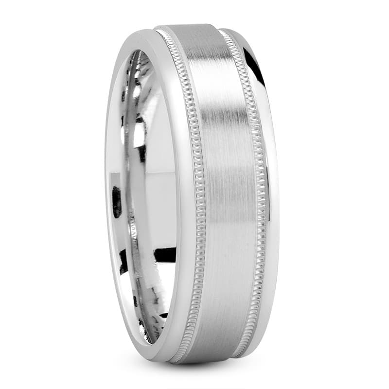 Mens 14KT White Gold Platinum Traditional Wedding Band M208