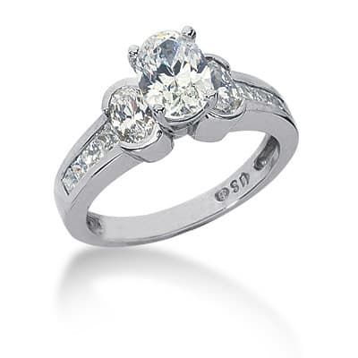 Ladies 14KT White Gold Platinum Fancy Engagement Set ENS585-A