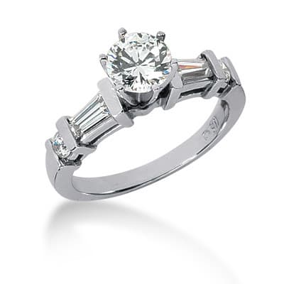 Ladies 14KT White Gold Platinum Fancy Engagement Set ENS670-A