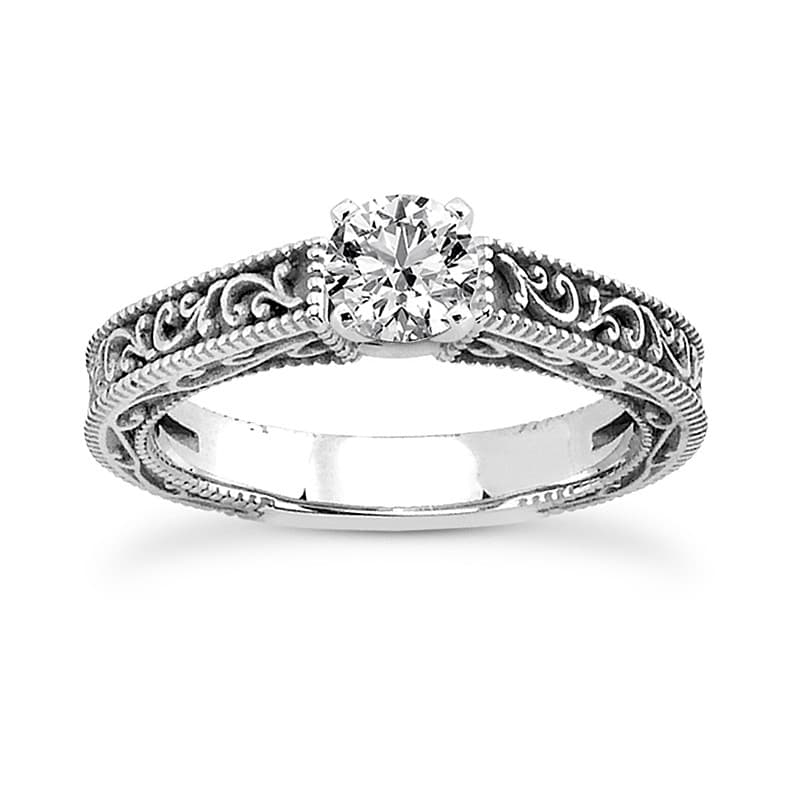 Ladies 14KT White Gold Platinum Solitaire Engagement Set ENS3570-A