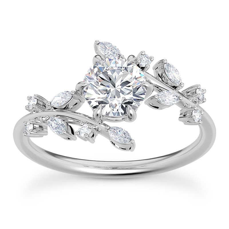 Ladies 14KT White Gold Platinum Engagement Rings ENR9790-1