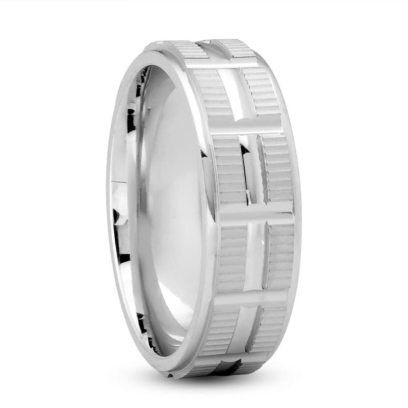 Mens 14KT White Gold Platinum Traditional Wedding Band M510