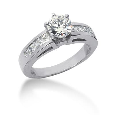 Ladies 14KT White Gold Platinum Fancy Engagement Set ENS521-A