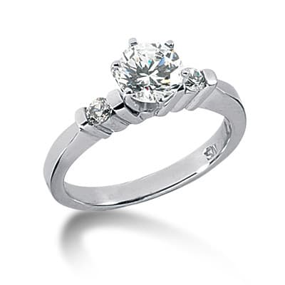 Ladies White Gold Platinum Round Diamond Three Stones Engagement Ring ENR1260