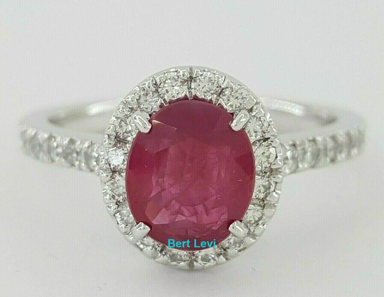 1.88 ct ct Platinum Burma Oval Cut Ruby & Round Diamond Halo Engagement Ring GIA