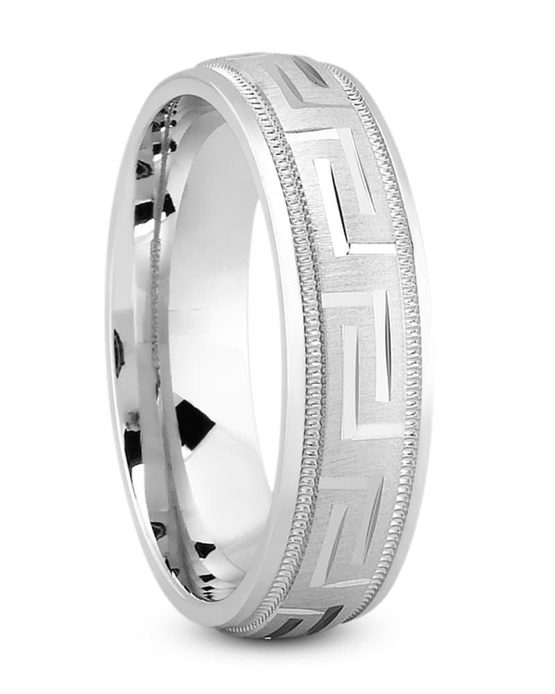 Mens 14KT White Gold Platinum Traditional Wedding Band M1012