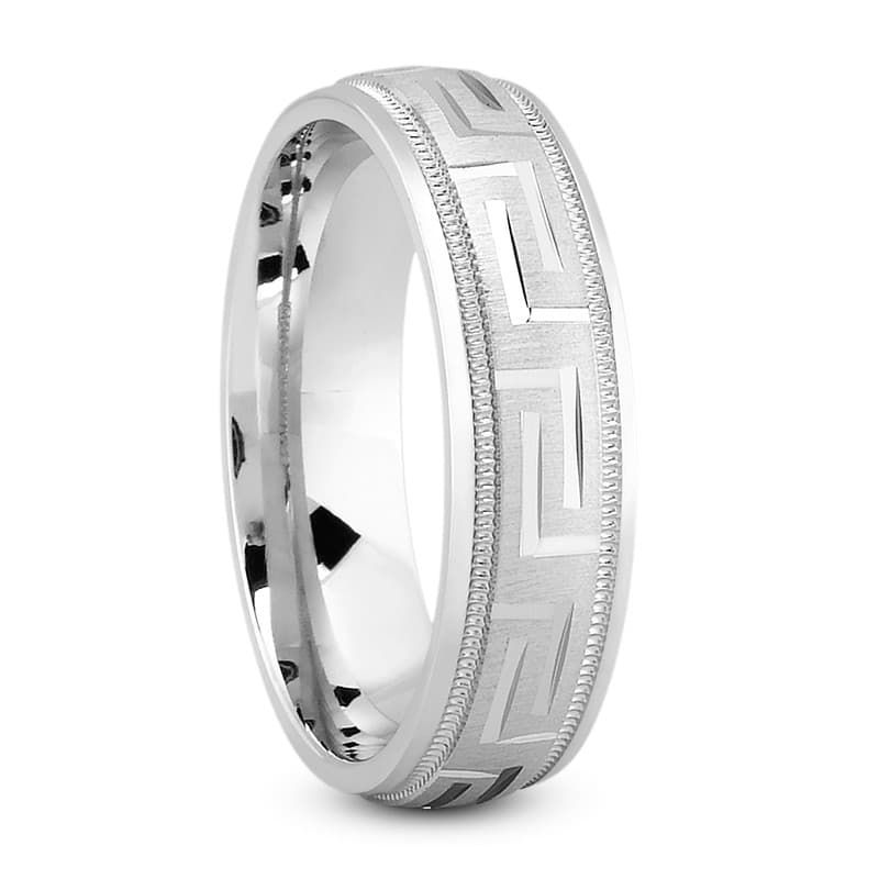 Mens 14KT White Gold Platinum Traditional Wedding Band M1012