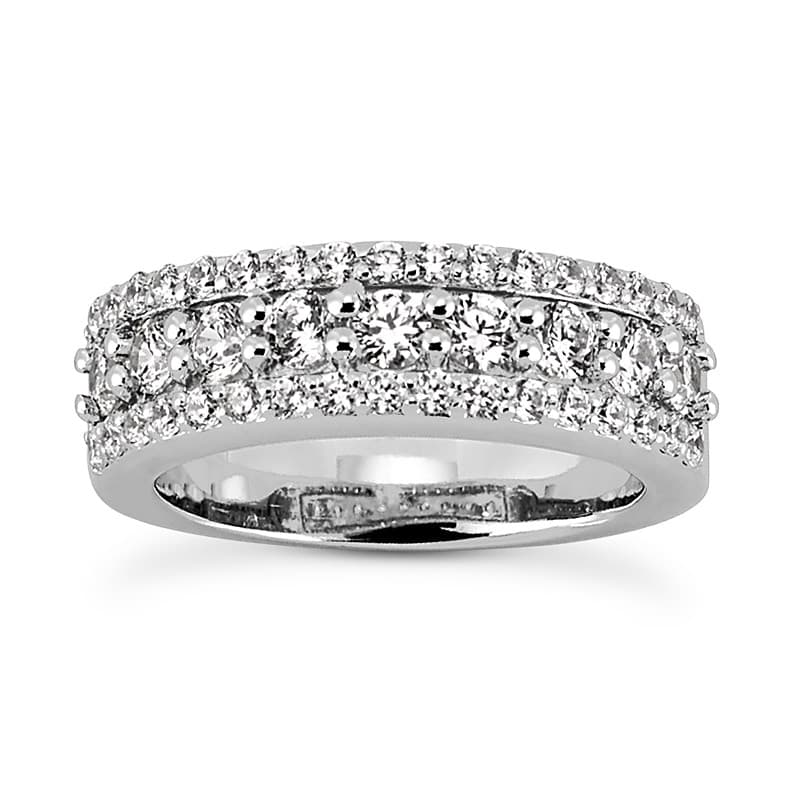 Ladies 14KT White Gold Platinum Round Diamond Wedding Band WB864