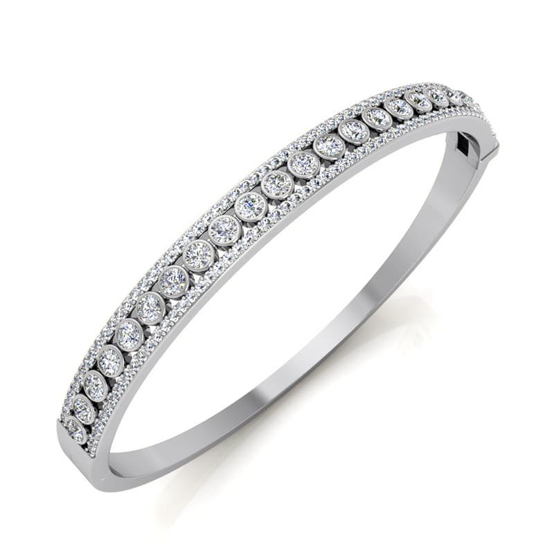 Ladies 14KT White Gold Platinum Bangle BGL224-7