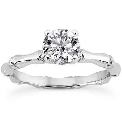 Ladies 14KT White Gold Platinum Solitaire Engagement Set ENS1824-A-sz4