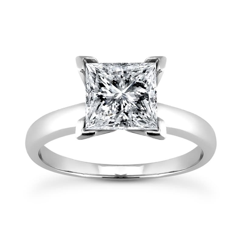 Ladies 14KT White Gold Platinum Solitaires Engagement Ring ENR7287
