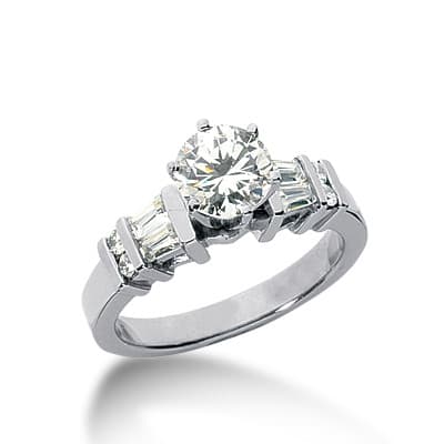 Ladies 14KT White Gold Platinum Fancy Engagement Ring ENR132