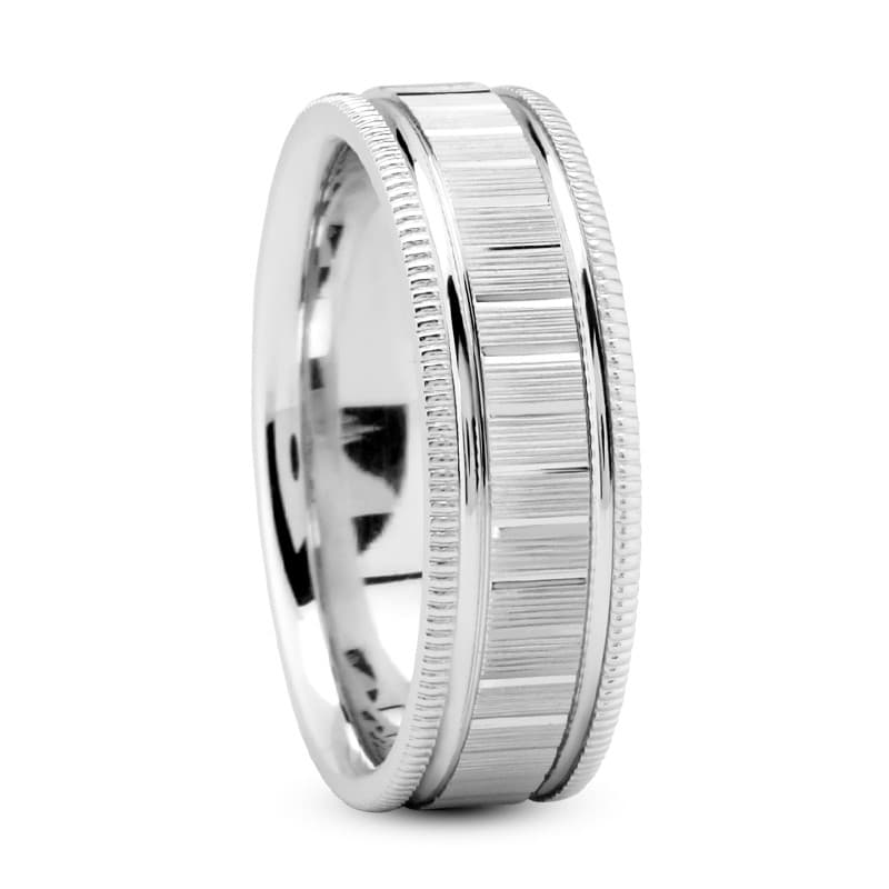 Mens 14KT White Gold Platinum Traditional Wedding Band M1054