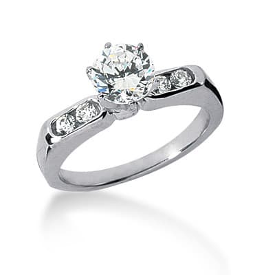 Ladies 14KT White Gold Platinum Fancy Engagement Set ENS544-A