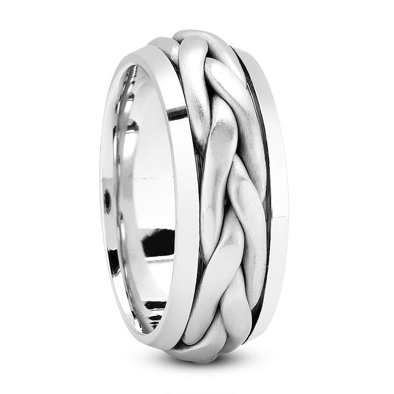 Ladies 14KT White Gold Platinum Traditional Wedding Band HM108