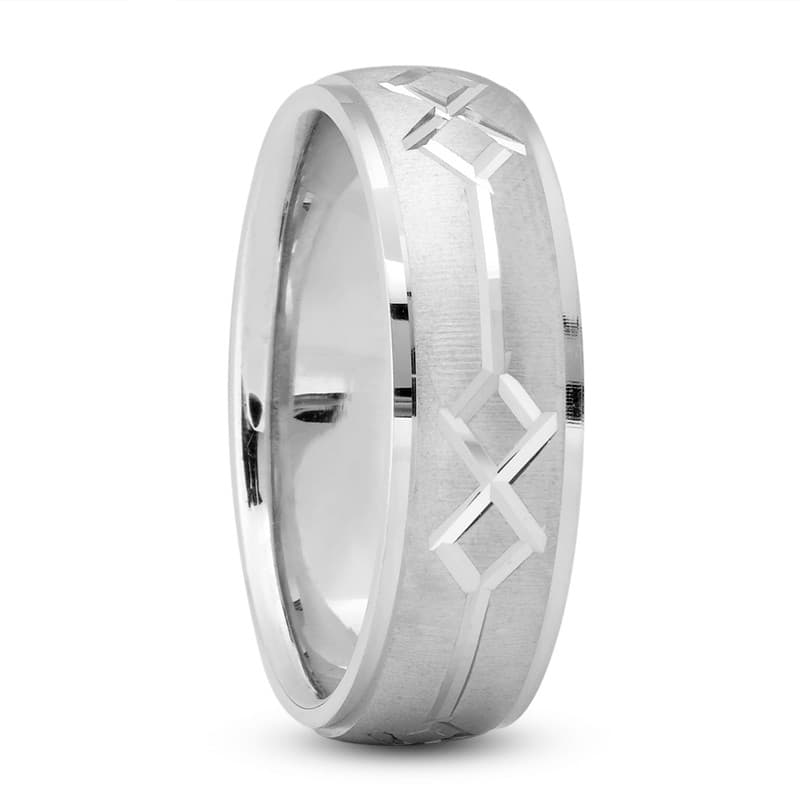 Mens 14KT White Gold Platinum Traditional Wedding Band M535