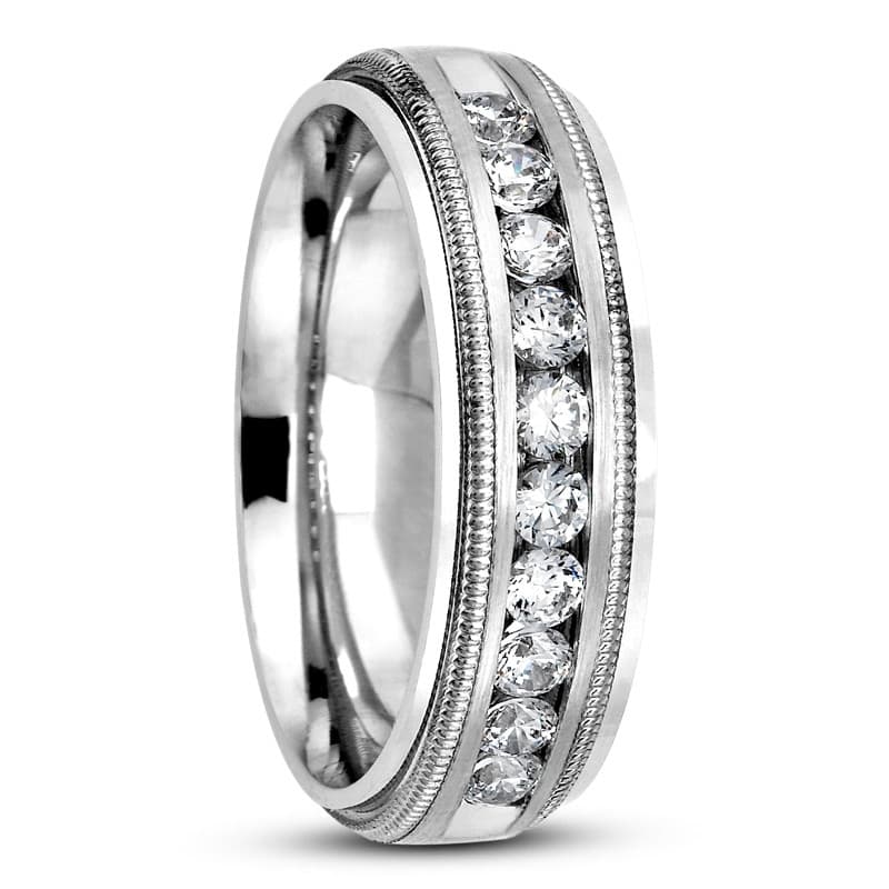 Mens 14KT White Gold Platinum Traditional Wedding Band MC200