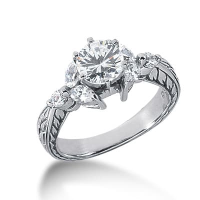 Ladies 14KT White Gold Platinum Antique Engagement Ring ENR2562