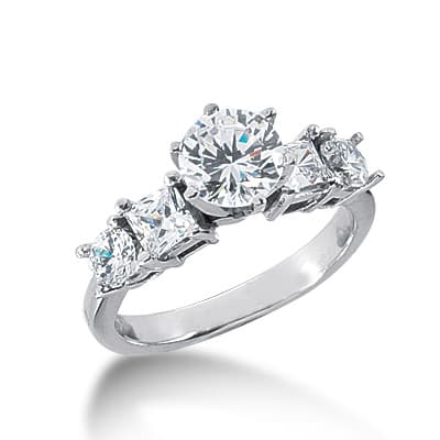Ladies 14KT White Gold Platinum Fancy Engagement Ring ENR2501