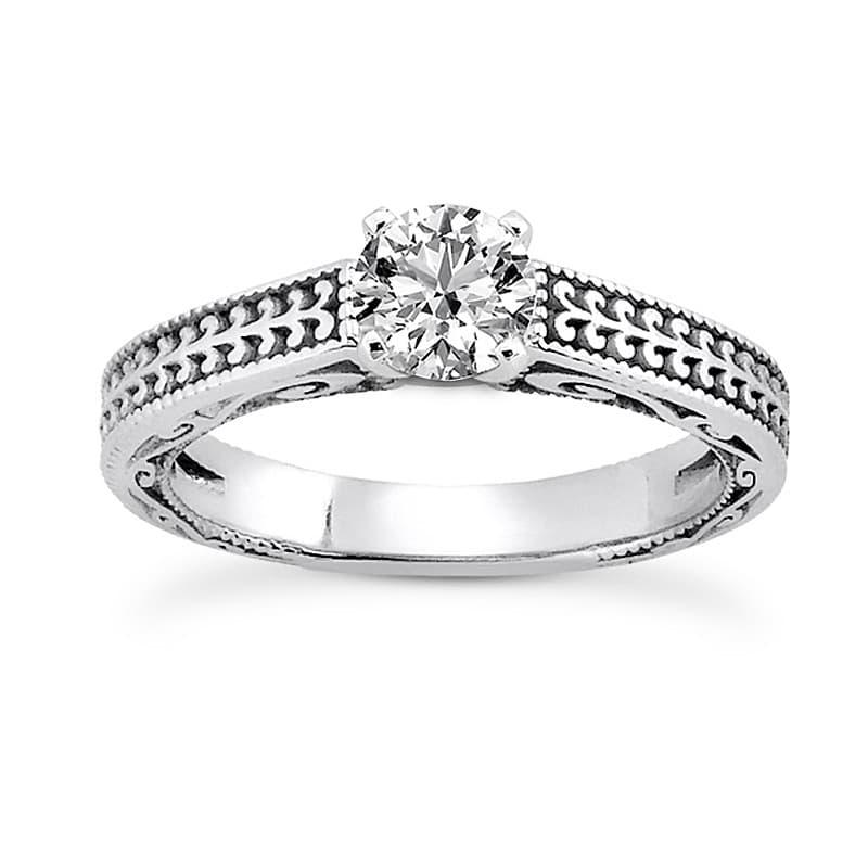 Ladies 14KT White Gold Platinum Solitaire Engagement Set ENS3602-A