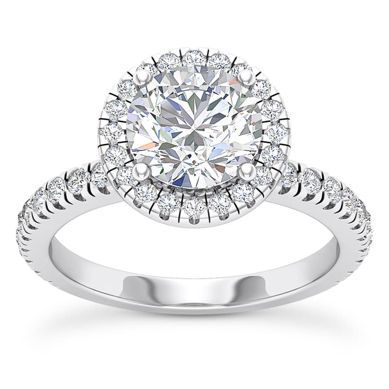 Ladies 14KT White Gold Platinum Round Diamond Engagement Rings ENR9840-1.5