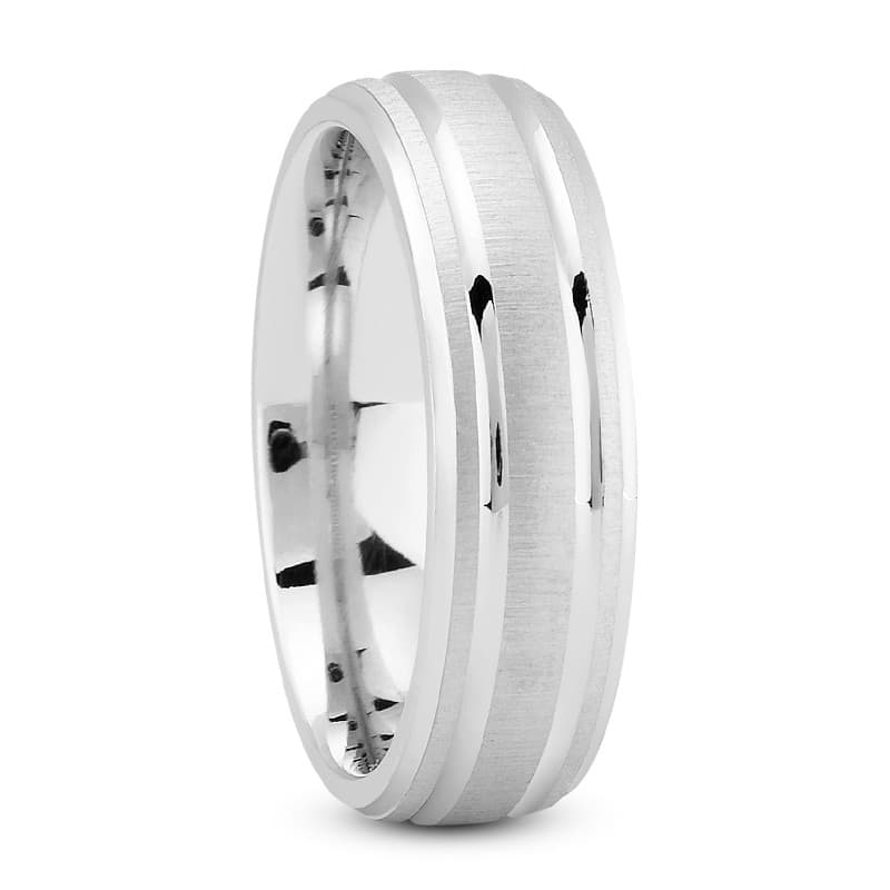 Mens 14KT White Gold Platinum Traditional Wedding Band M258