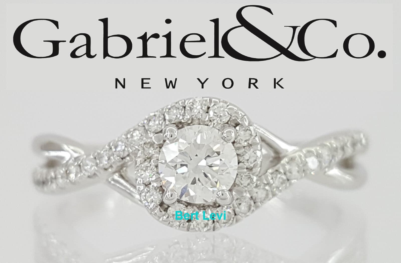 Gabriel & Co. 0.68 ct Round Cut Diamond 14K White Gold Halo Engagement Ring