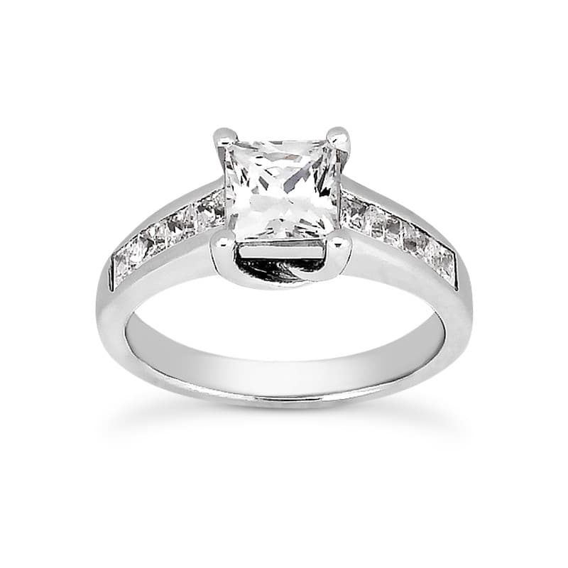 Ladies 14KT White Gold Platinum Fancy Engagement Ring ENR4048