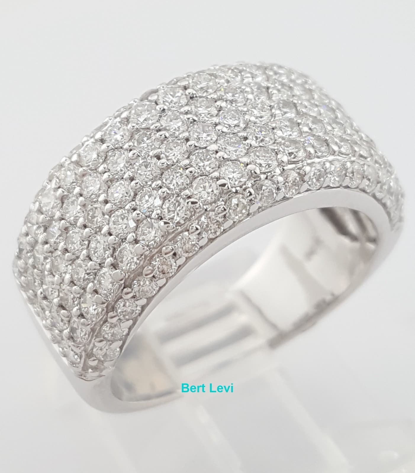 7-Row Pave Diamond Band Ring 2 ct 14K White Gold Retail $4,500