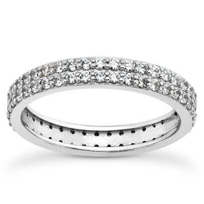 Ladies 14KT White Gold Platinum Eternity Wedding Band EWB507-1-4