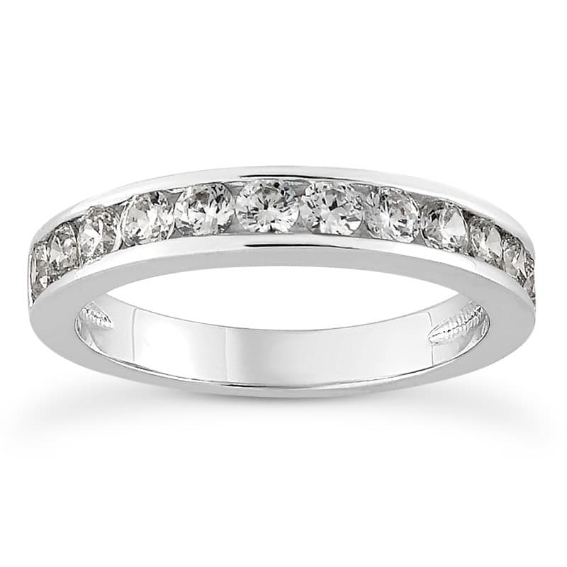 Ladies 14KT White Gold Platinum Round Diamond Wedding Band WB5241
