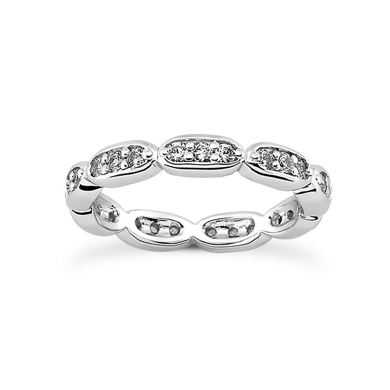 Ladies 14KT White Gold Platinum Eternity Wedding Band EWB382-4