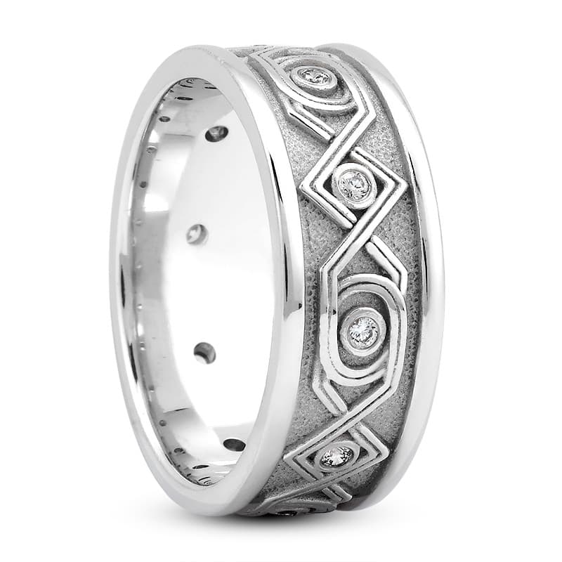 Ladies 14KT White Gold Platinum Traditional Wedding Band DB1049