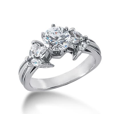 Ladies 14KT White Gold Platinum Fancy Engagement Ring ENR2904