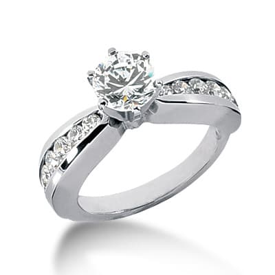 Ladies 14KT White Gold Platinum Fancy Engagement Ring ENR1229