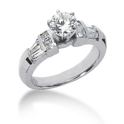 Ladies 14KT White Gold Platinum Fancy Engagement Set ENS721-A